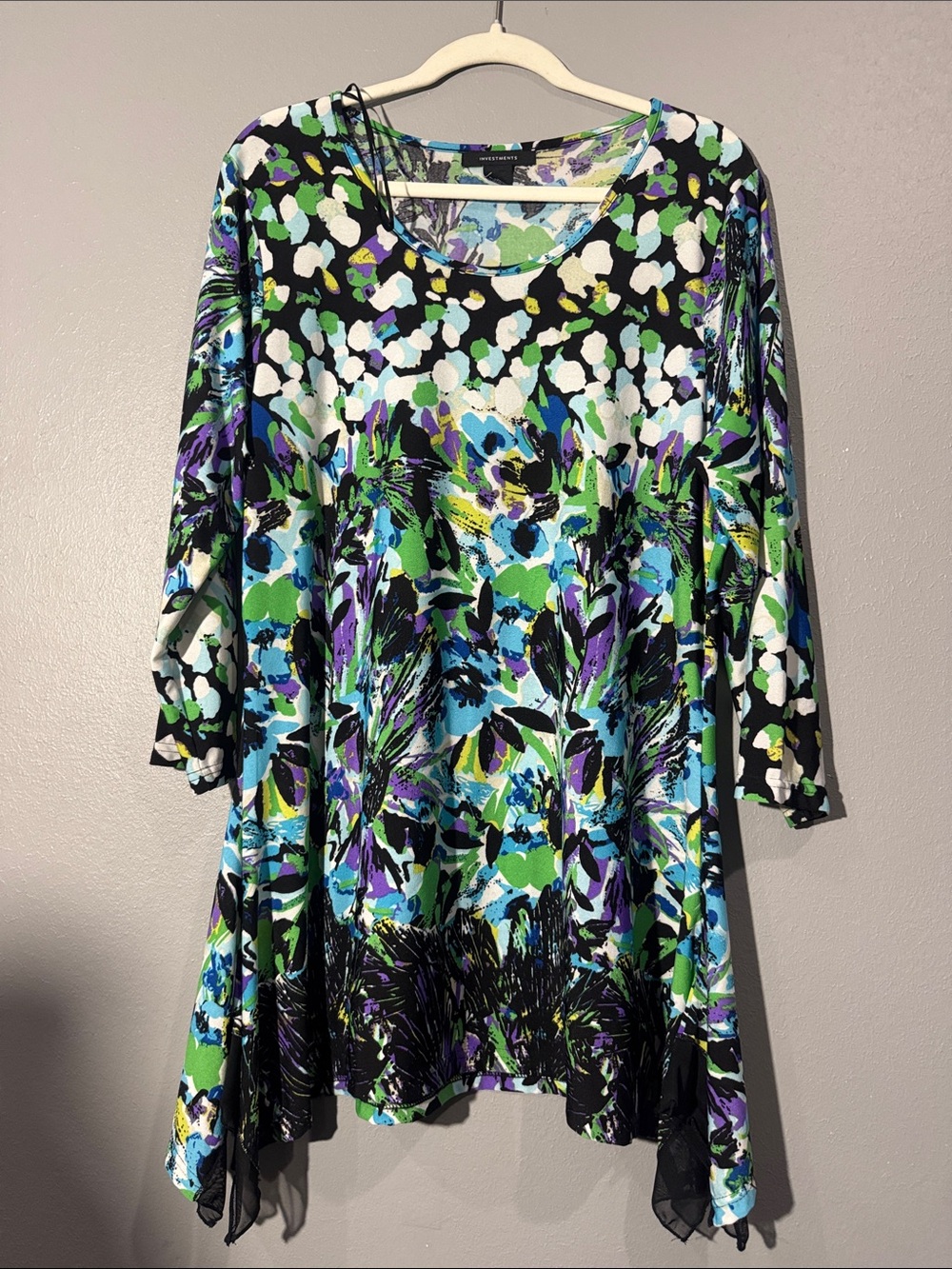 Investments Floral Shift Top in Blue, Green & Purple